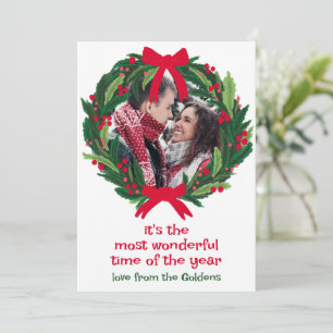 Wonderful Wreath CUSTOM PHOTO Christmas Holiday Card