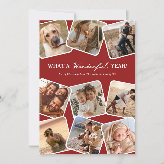 Wonderful Year Photo Collage Christmas Holiday Card (Front)