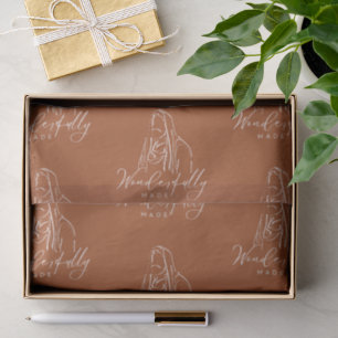 Wonderfully Made   Brown White Jesus Line Art Gift Tissue Paper