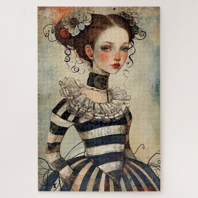 Wonderfully Weird Vintage Girl Difficult  Jigsaw Puzzle (Vertical)