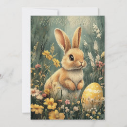Wondering Bunny Vintage Easter Card