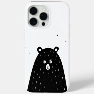 Wondering Surprised Black cartoon Panda iPhone 15 Pro Max Case