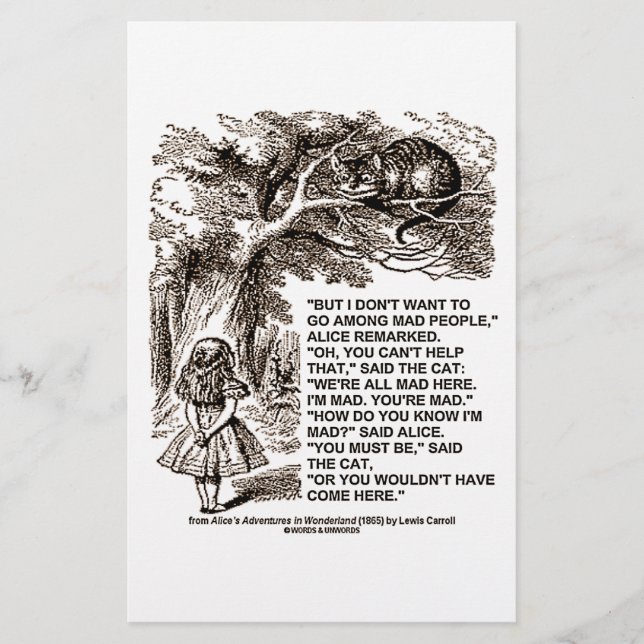 Wonderland Alice Go Among Mad People Quote (Front)