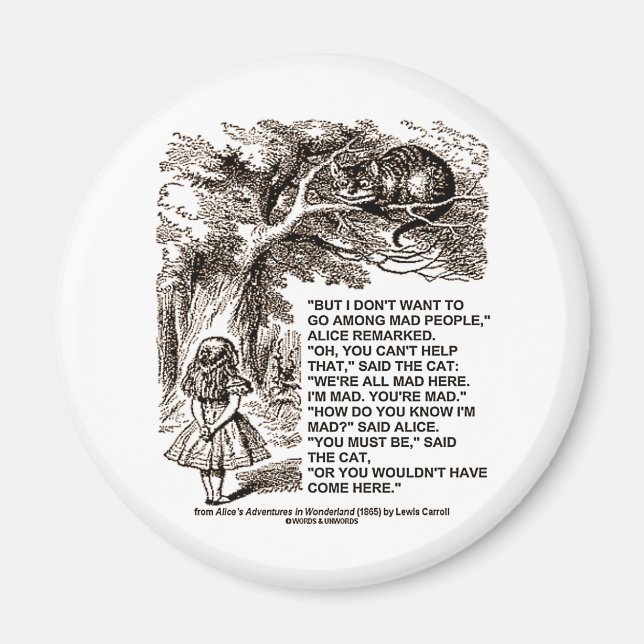 Wonderland Alice Go Among Mad People Quote Magnet (Front)