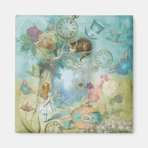 Wonderland - Alice In Wonderland Collage Magnet