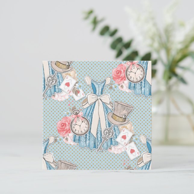 Wonderland Alice Pattern  Invitation (Standing Front)