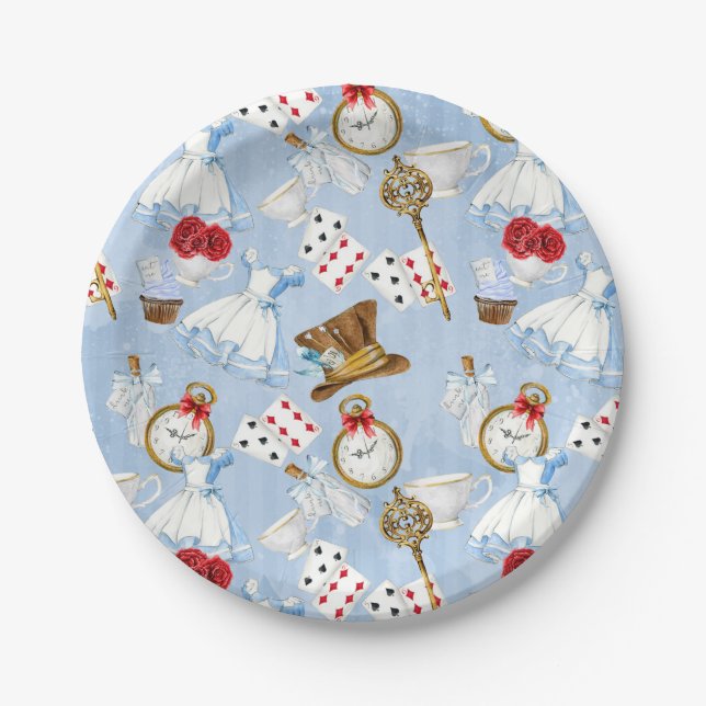 Wonderland Alice Pattern Paper Plate (Front)