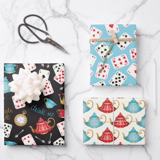 Wonderland Alice Pattern Wrapping Paper Sheet  (Front)