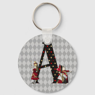 Wonderland Alice & Queen of Hearts Letter A    Keychain
