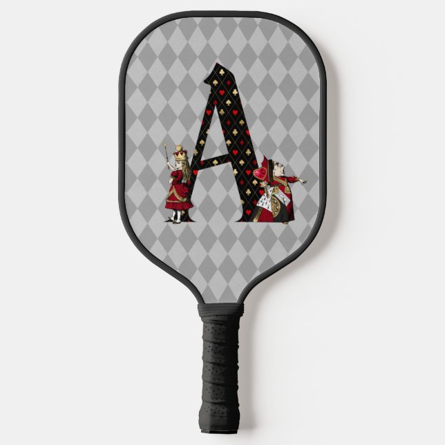 Wonderland Alice & Queen of Hearts Letter A   Pickleball Paddle (Back)