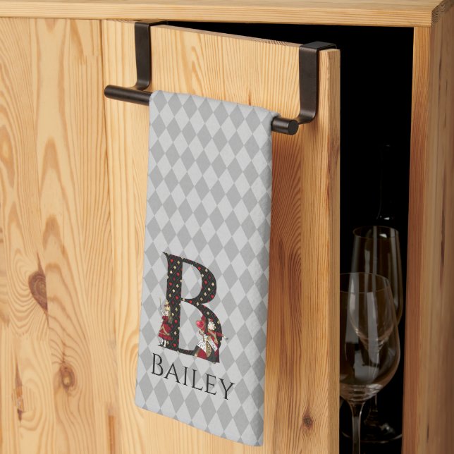 Wonderland Alice & Queen of Hearts Letter B  Kitchen Towel (Thirds Fold)