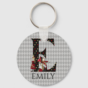 Wonderland Alice & Queen of Hearts Letter E   Keychain