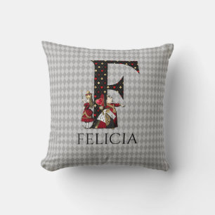 Wonderland Alice & Queen of Hearts Letter F Throw Pillow