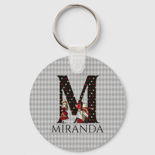 Wonderland Alice & Queen of Hearts Letter M Keychain