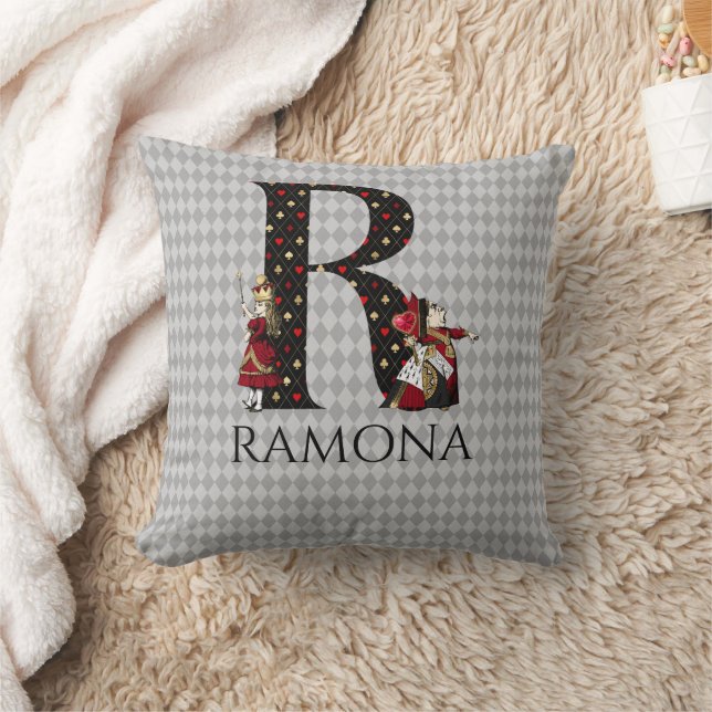 Wonderland Alice & Queen of Hearts Letter R Throw Pillow (Blanket)