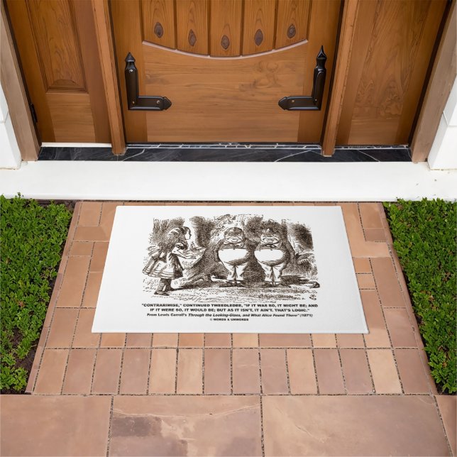 Wonderland Alice Tweedledum Tweedledee Logic Qte Doormat (Outdoor)