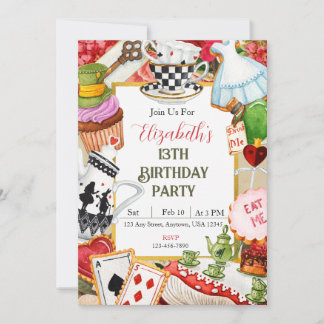 Wonderland Anniversaire Invitation
