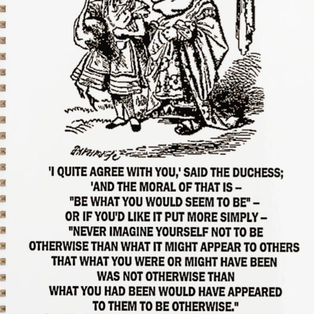 Wonderland Be Ce Que Vous Sembleriez Être Duchess (Wonderland logical humor advice & adventure is found on this planner featuring Alice & The Duchess.)