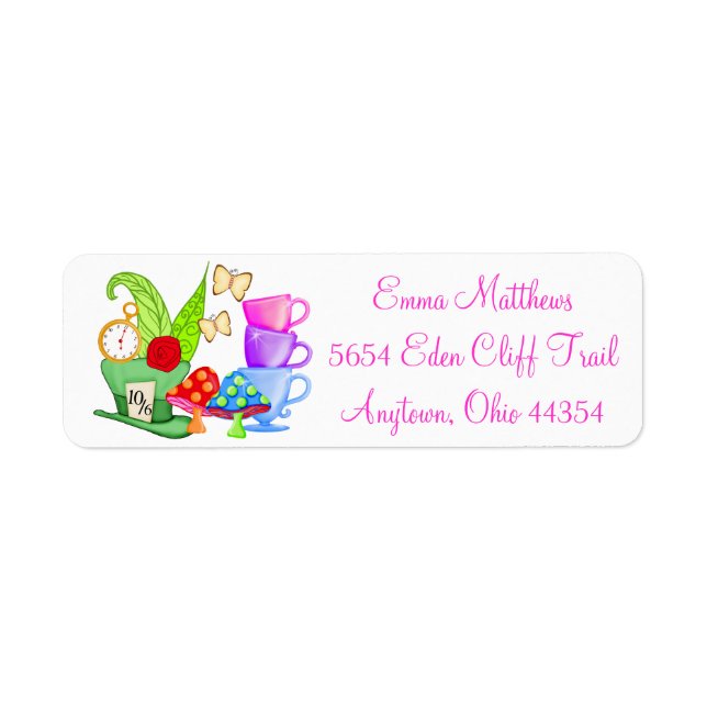 Wonderland Birthday  Return Address Labels (Front)
