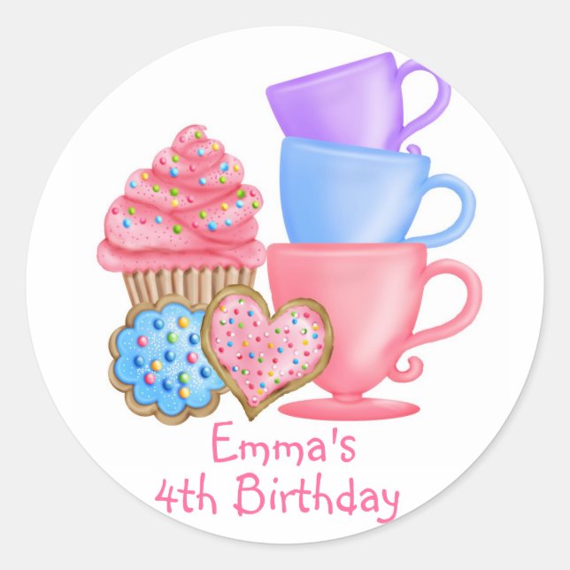 Wonderland  Birthday Tea Party Classic Round Sticker (Front)