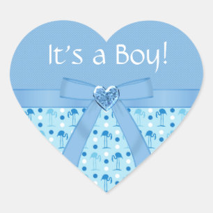 Wonderland Blue Flamingo New Baby Boy Stickers