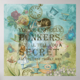 Wonderland  Bonkers Quote Alice in Wonderland Poster