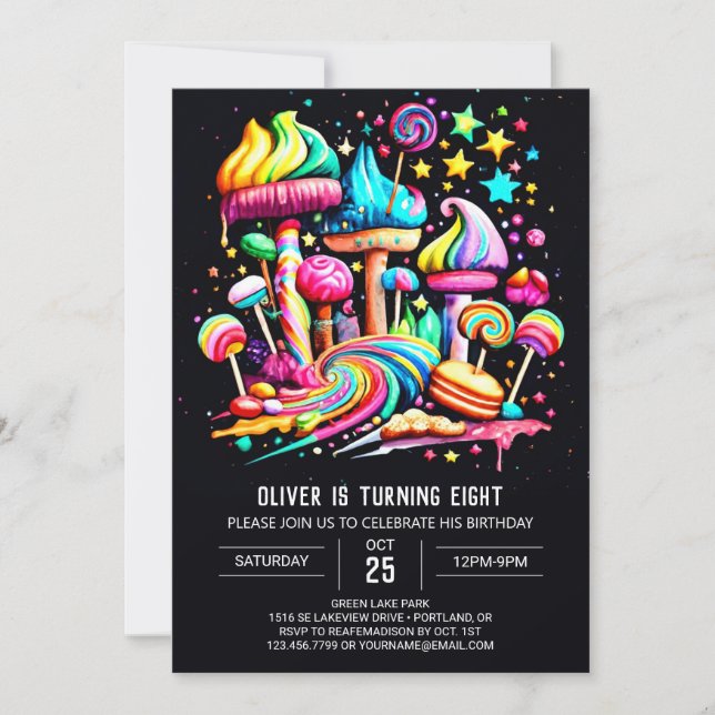 Wonderland Candy Birthday Invitation (Front)