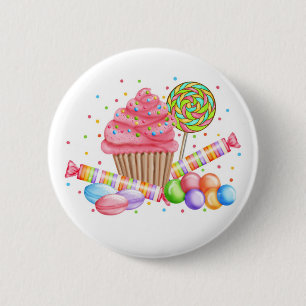 Wonderland Cupcake Candy Lollipop Sweet Tarts 2 Inch Round Button