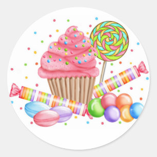 Wonderland Cupcake Candy Lollipop Sweet Tarts Classic Round Sticker