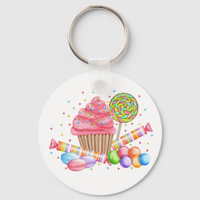 Wonderland Cupcake Candy Lollipop Sweet Tarts Keychain (Front)