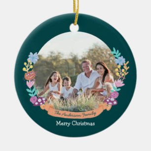 Wonderland Dreamer floral wreath_green Ceramic Ornament