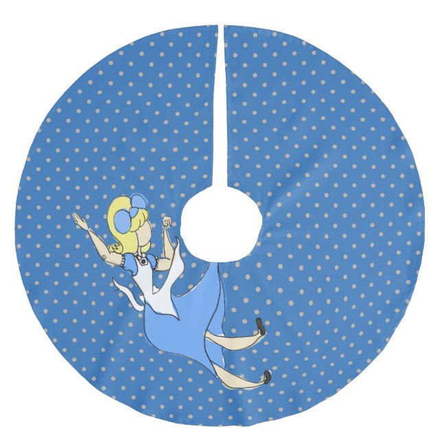 Wonderland Falling Alice Sketchy Pattern Brushed Polyester Tree Skirt (Front)