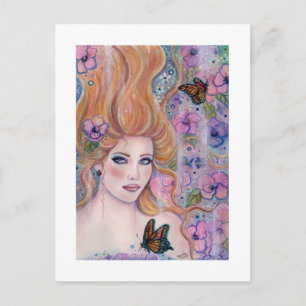 Wonderland fantasy art with butterflies postcard