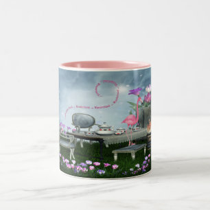 Wonderland Flamingo & Cheshire Cat Tea Party Two-Tone Coffee Mug