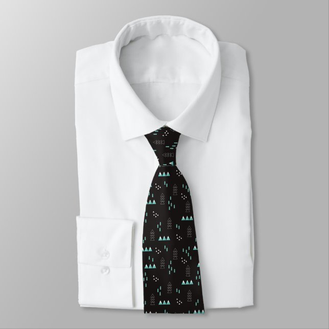 Wonderland Geometric Night Pattern Tie (Tied)