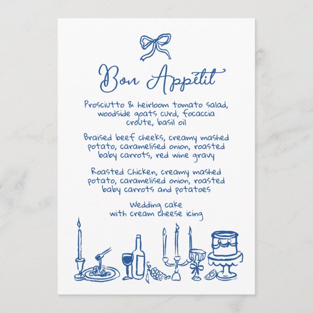 WONDERLAND Hand drawn Editable Wedding Menu  (Front)