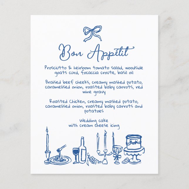 WONDERLAND Hand drawn Editable Wedding Menu  (Front)