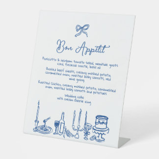 WONDERLAND Hand drawn Editable Wedding Menu Pedestal Sign