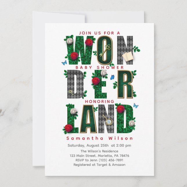 Wonderland I Tea Party Baby Shower Invitation (Front)