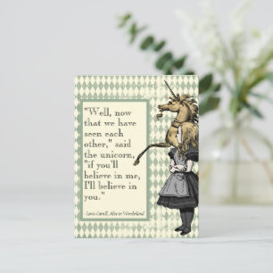 Wonderland I'll Believe In You Unicorn  Postcard