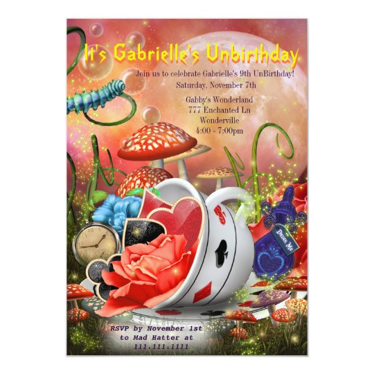 Wonderland Invitation, Wonderland Party Card