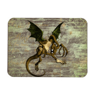 Wonderland Jabberwocky on Distressed Wood Magnet