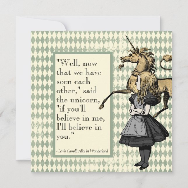 Wonderland Je Croirai En Vous Carte Plat Unicorn (Devant)