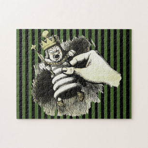 Wonderland King of Hearts on Stripes Jigsaw Puzzle