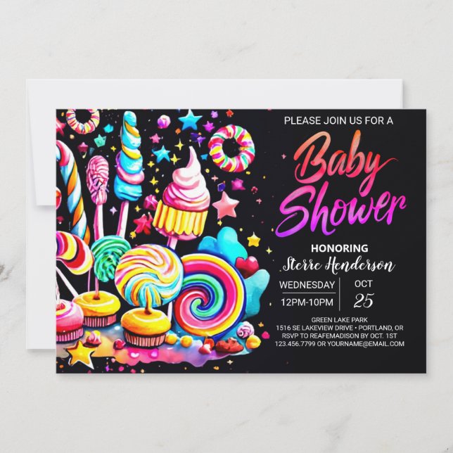 Wonderland Lollipop Baby Shower Invitation (Front)