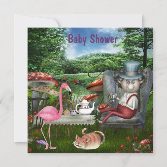 Wonderland Mad Hatter Tea Party Baby Shower Invitation (Front)