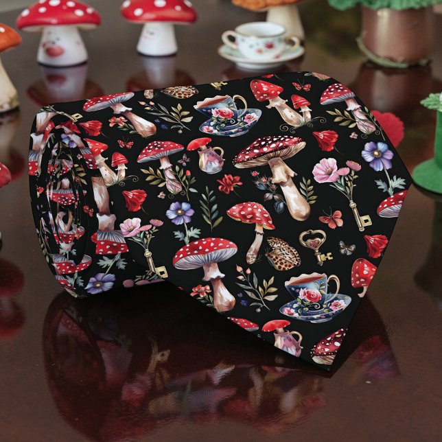 Wonderland Mushroom Pattern Necktie Tie (Creator Uploaded)
