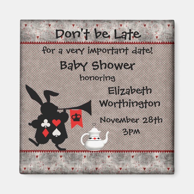 Wonderland Rabbit Baby Shower Save the Date Magnet (Front)