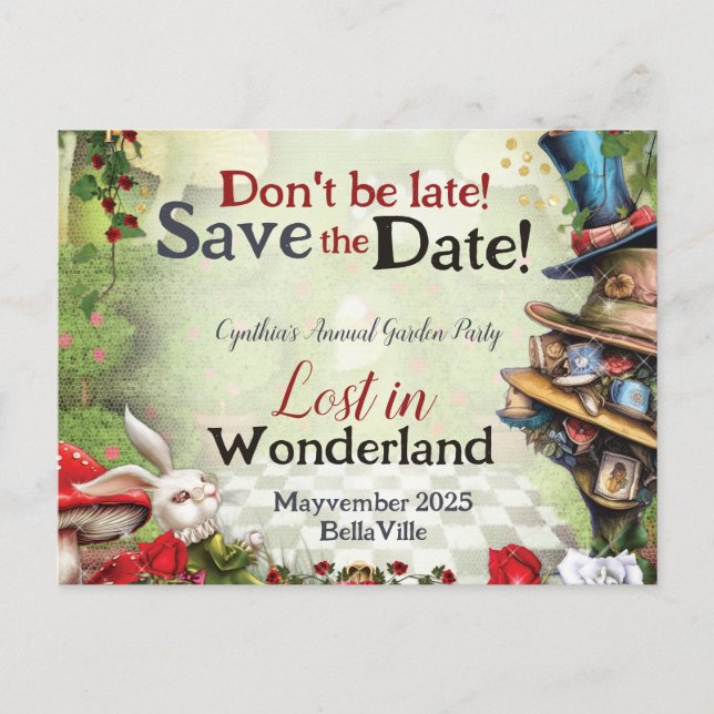 Wonderland Save the Date Postcard (Front)