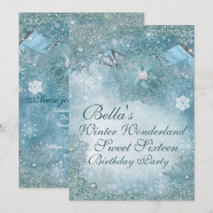 Wonderland Snowflake Party Invitations